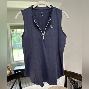 Ladies Rhoback Sleeveless Performance Q-Zip. Size Small. Heathered Navy.